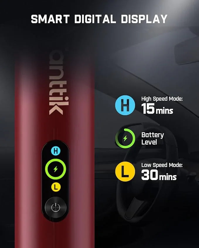 Fanttik Slim V10 APEX Cordless Car Vacuum, 4-in-1 Portable Mini Handheld Vac, 19kPa Suction Power, Upgraded Smart Digital Display, 2 Suction Modes for Small Jobs, Car, Office Desk, Keyboards (Red) - NeatNest