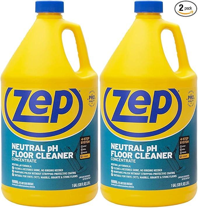 Zep Neutral pH Industrial Floor Cleaner. 1 Gallon (Case of 2) - ZUNEUT128 - Concentrated Pro Trusted All-Purpose Floor Cleaner - NeatNest