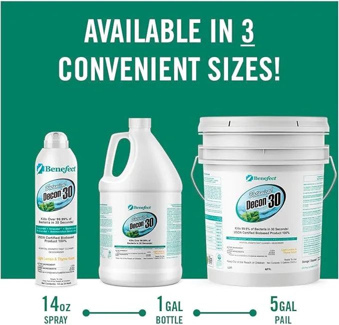 Benefect Botanical Decon 30 Disinfectant Cleaner, 14 oz. Ready-To-Use Spray, Hospital Grade Disinfectant, Kills Over 99.99% of Germs, Safe for Food-Contact Surfaces (Light Lemon & Thyme Scent) - NeatNest