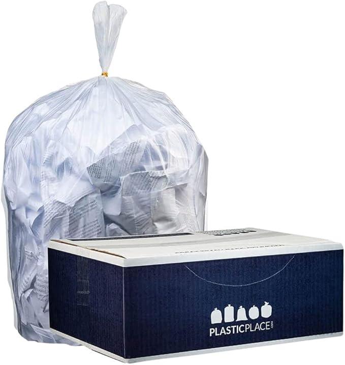 Plasticplace 40-45 Gallon Trash Bags │12 Microns │ Clear High Density Garbage Can Liners │ 40" x 48" (250 Count) - NeatNest