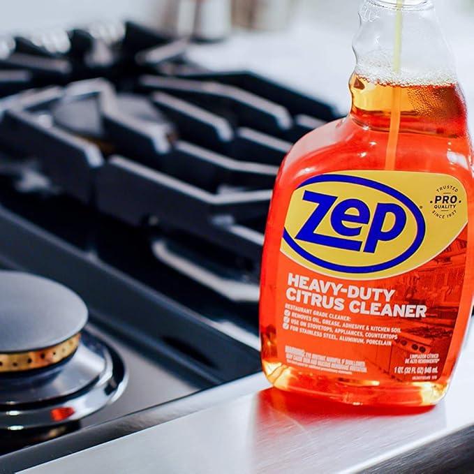 Zep Heavy-Duty Citrus Degreaser and Cleaner - 24 oz (Case of 2) ECZUCIT242 - Restaurant Grade, Removes Oil, Grease, Adhesive, and Kitchen Soil on Stovetops, Appliances - NeatNest