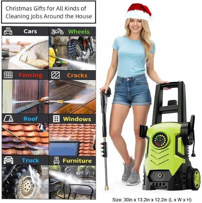 2025New Pressure Power Washer with 4 Quick Connect Nozzles, Inlet Hose & Filter, Foam Cannon for Cars/Fences/Driveways/Patios/Home Cleaning 5000PSI - NeatNest