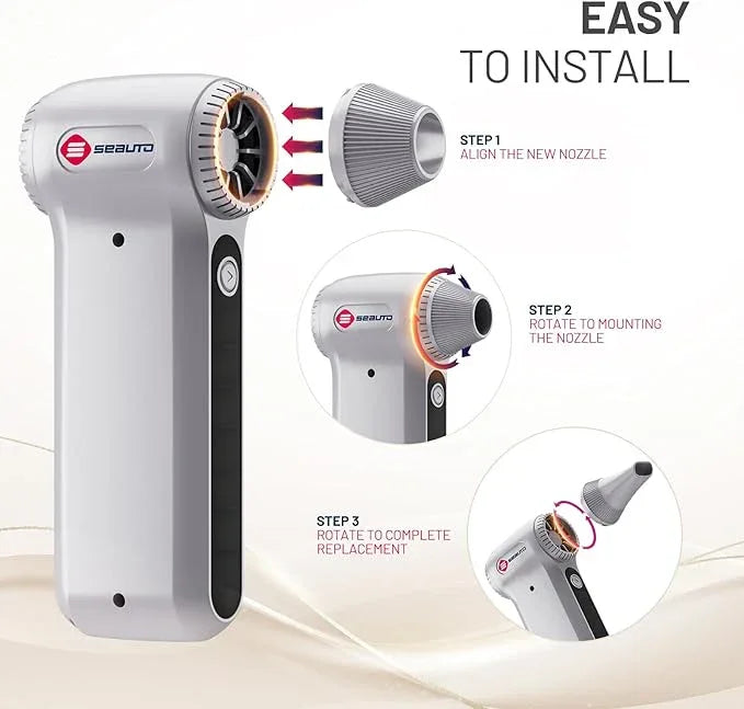 Seauto Electric Air Duster, 110,000 RPM Brushless Motor, Cordless Compressed Air Can Alternative, 3-Gear Powerful Blower for Computer Keyboard, PC Cleaning,Full-Size Appliance,Car,Home and Outdoor - NeatNest