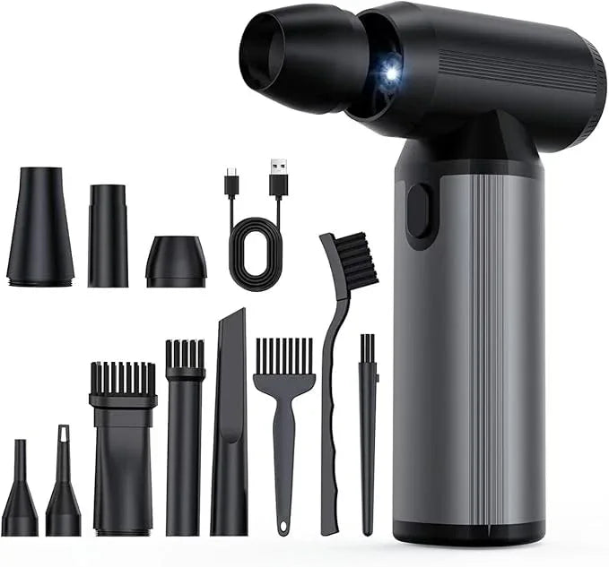 Compressed Air Duster - 300000RPM, Electric Air Blower Cordless Portable with LED Light 8000mAh Rechargeable Battery, 3-Gear Adjustable Dust Blower for Keyboard, Computer, Car, Home Cleaning - NeatNest