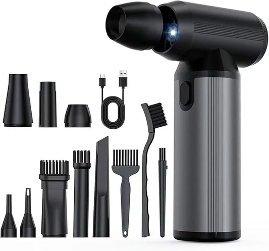 Compressed Air Duster - 300000RPM, Electric Air Blower Cordless Portable with LED Light 8000mAh Rechargeable Battery, 3-Gear Adjustable Dust Blower for Keyboard, Computer, Car, Home Cleaning - NeatNest