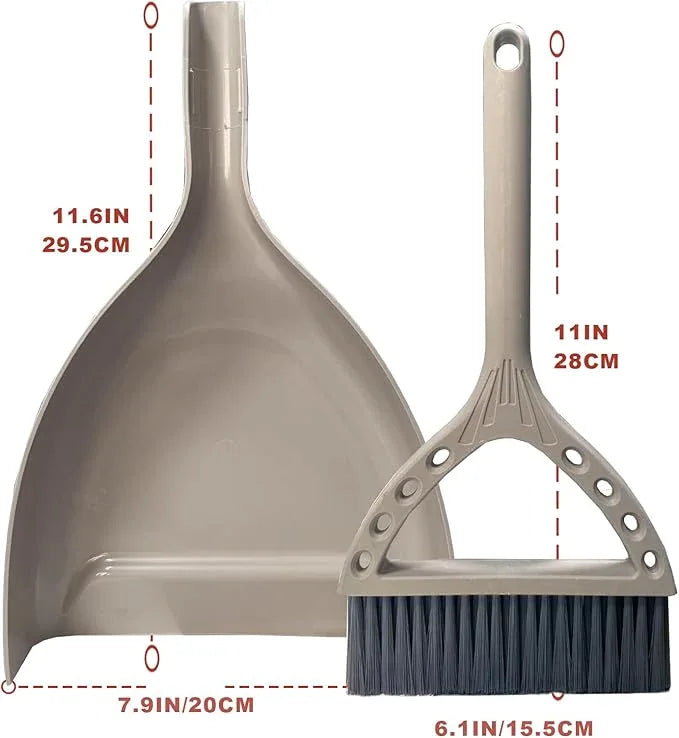 Mini Broom and Dustpan Set Small Dust pan and Brush Set Perfect for Desk Office Camping Dorm RV Essentials (Khaki) - NeatNest