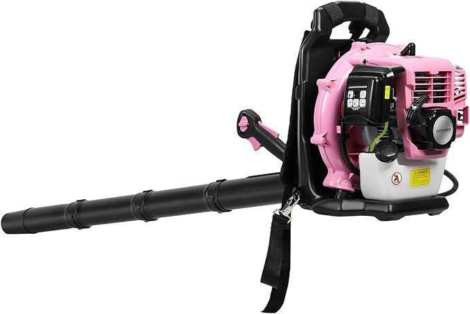 63CC Backpack Leaf Blower Gas Powered, 3HP 2-Stroke Engine, 665CFM High Velocity Air Cooling System, Adjustable Backpack Blowers Gas for Lawn, Garden, Yard, Snow, Gutter Cleaning (Girls Pink) - NeatNest
