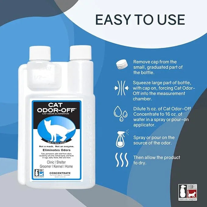 THORNELL Cat Odor-Off Concentrate Pet Smell Odor Eliminator – Cat Odor Eliminator Concentrate for Pet Urine Odor, Tomcat Spray for Cat Urine Smell, Feces on Carpet & Litter Boxes – 16oz - NeatNest