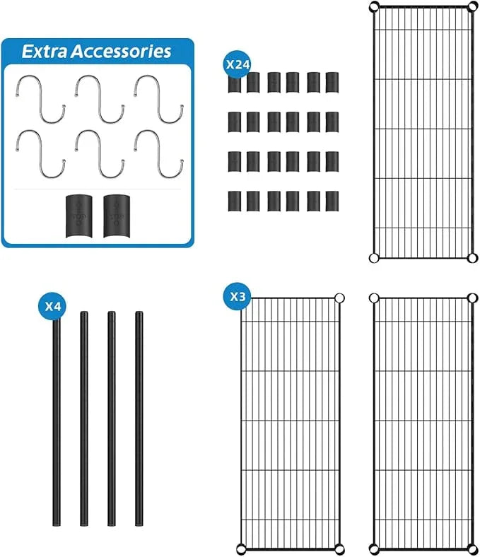 3-Shelf Adjustable Metal Shelf Wire Shelving Unit Storage Rack Display Shelf for Office,Kitchen,Bedroom,Bathroom,Laundry,Pantry Basement,Garage(Black,36" L x 14" W x 30" H) - NeatNest