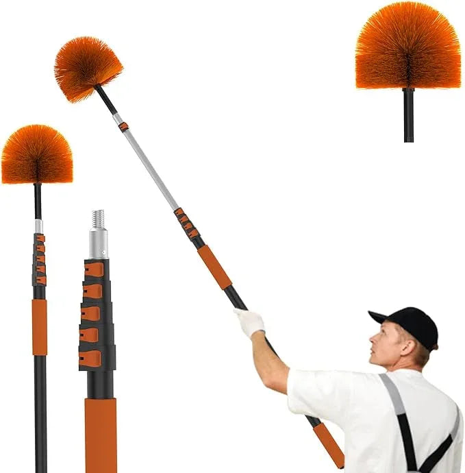 24FT (30FT Reach) Cobweb Duster with Extension Pole, Spider Web Brush for Cleaning Extendable, Professional Ceiling and Corner Dusters for Outdoor Indoor Use - NeatNest