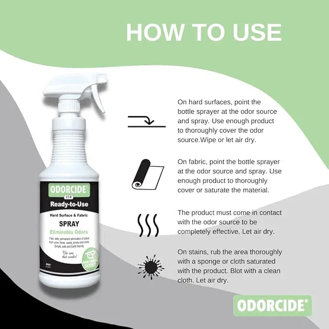 Odorcide Odor Eliminator Spray: Odor Eliminator for Strong Odor on Carpets, Hardwood & More - Smoke, Sweat & Pet Odor Eliminator for Home w/ Non-Enzymatic Formula, 32 Oz (Fresh Scent) - NeatNest