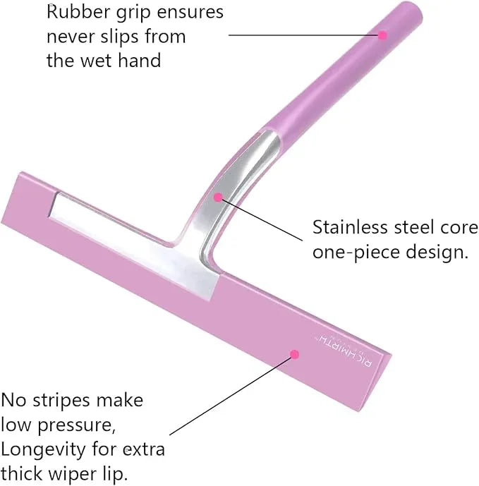 RICHMIRTH Silicone Rubber Blade Shower Squeegee 9" in Width Window & Car Squeegee - Pink - NeatNest
