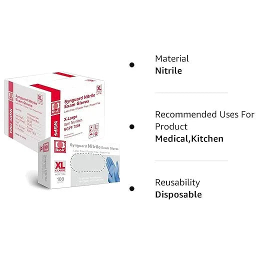 Jointown BASIC Medical Blue Nitrile Exam Gloves - Latex-Free & Powder-Free - NGPF7004 (Case of 1,000), Xtra Large - NeatNest