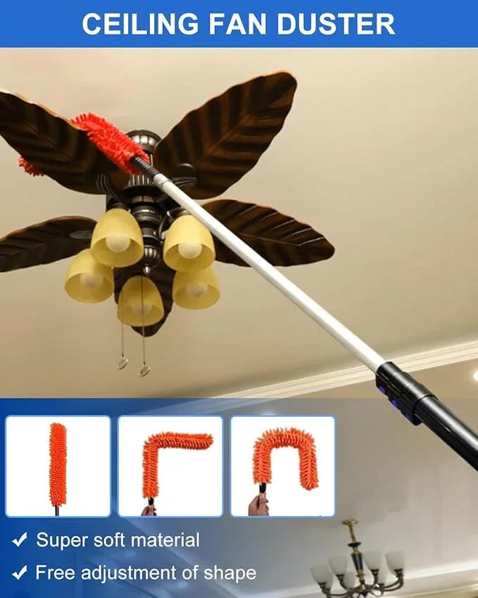 26 Foot High Reach Duster Kit with 5-20 ft Telescoping Extension Pole, High Ceiling Duster, Cobweb Duster, Window Squeegee, Feather Duster, Outdoor & Indoor Extendable Duster Cleaning Kit - NeatNest