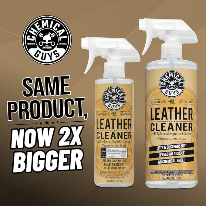 Chemical Guys Leather Cleaner, Colorless and Odorless for Car Interiors, Furniture, Boots, and More (Works on Natural, Synthetic, Pleather, Faux Leather and More), 32 fl oz - SPI_208_32 - NeatNest