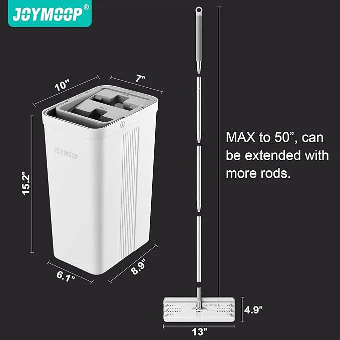 JOYMOOP Hands-Free Self-Cleaning Microfiber Mop and Bucket with Wringer Set for Home, Mops for Floor Cleaning and Wall Cleaner, Hardwood, Tile, Laminate, Vinyl Floors, Smooth Walls, and Glass Windows - NeatNest