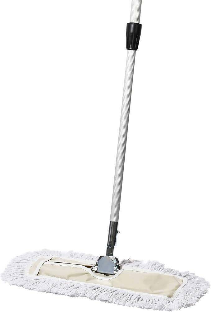 Commercial Dust Mop – 18 Inch Floor Sweeper for Hardwood, Reusable Cotton Mop Head, Extendable Handle, Dry Mop for Floor Cleaning & Janitorial Supplies - NeatNest