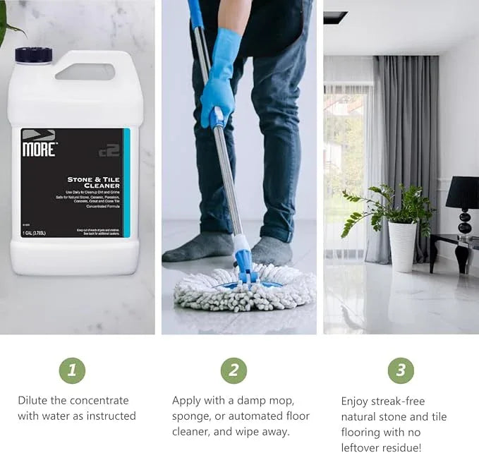 MORE - Stone & Tile Cleaner - Grout & Floor Cleaner for Natural Stone, Marble, Concrete, Ceramic, & Porcelain - Water-Based Grout Cleaner for Tile Floors - Concentrated Formula - pH Neutral - 128oz - NeatNest