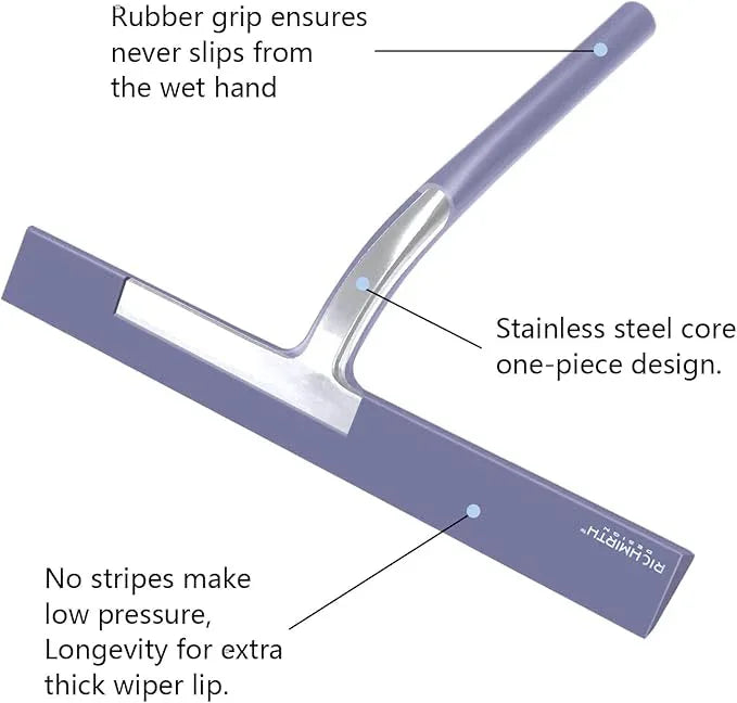 Bathroom Squeegee for Shower, Richmirth 11" Large Shower Squeegee for Glass Doors Silicone Rubber Blade Squeegee Cleaner Tool for Window, Car Glass, Mirror- Blue - NeatNest