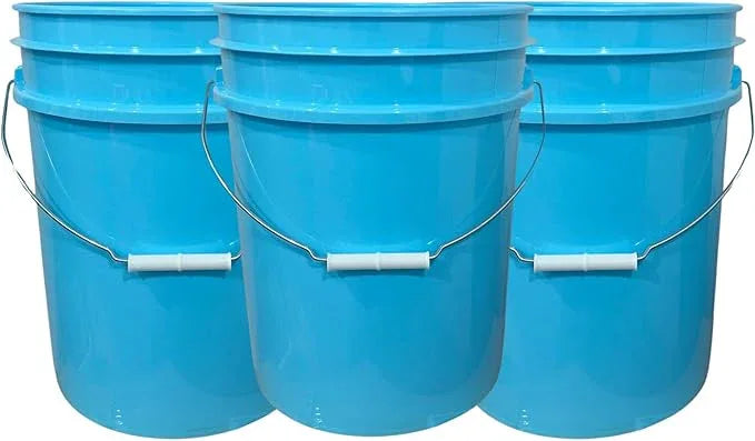 House Naturals 5 Gallon Food Grade Made in USA Plastic Bucket with Screw On Air Tight Double Gasket lid, (Pack of 3) (Aqua Buckets -Aqua Lids) - NeatNest