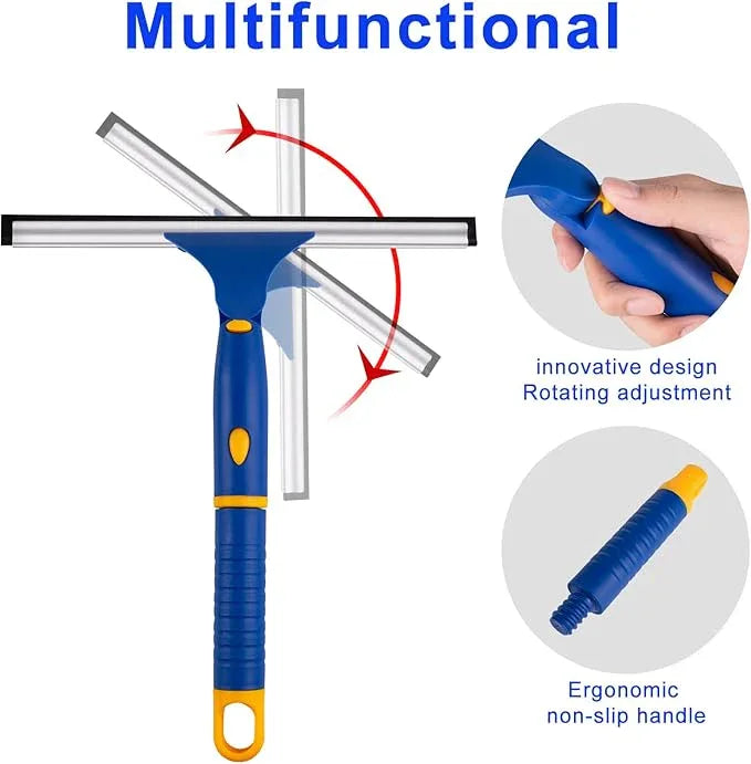ITTAHO Swivel Shower Squeegee for Glass Doors, All-Purpose Anti-Slip Window Squeegee with 2 Blades, Window Cleaner Tool Bathroom Squeegee for Shower Doors, Tile Shower Walls，Mirrors,Car Windshields - NeatNest