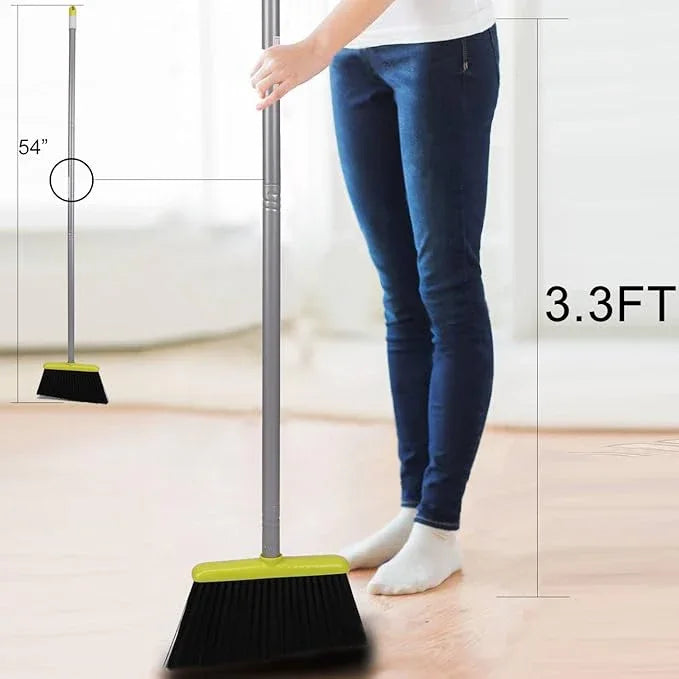 TreeLen Broom and Dustpan Set, TreeLen Broom with Dust Pan with Long Handle Combo Set for Office and Home Standing Upright Sweep Use with Lobby - NeatNest