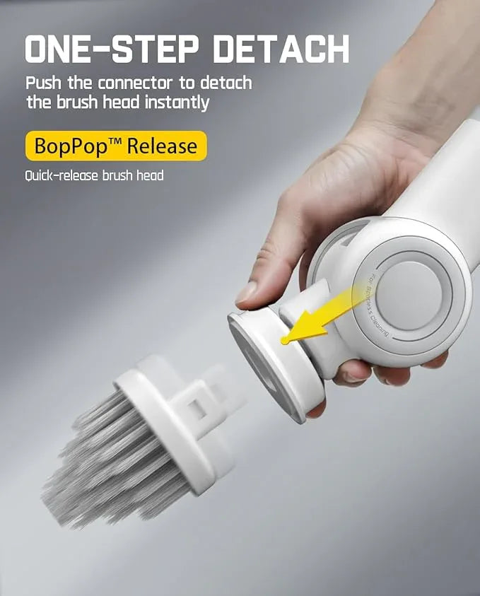 Fanttik Flip G9 Pro Electric Scrubber, VoltiPulse Motor, Dual-Speed Cleaner with 6 Brush Heads, Adjustable Angle & Extendable Handle, IPX7 Waterproof, Type-C Charge for Bathroom, Tile, Grout - White - NeatNest