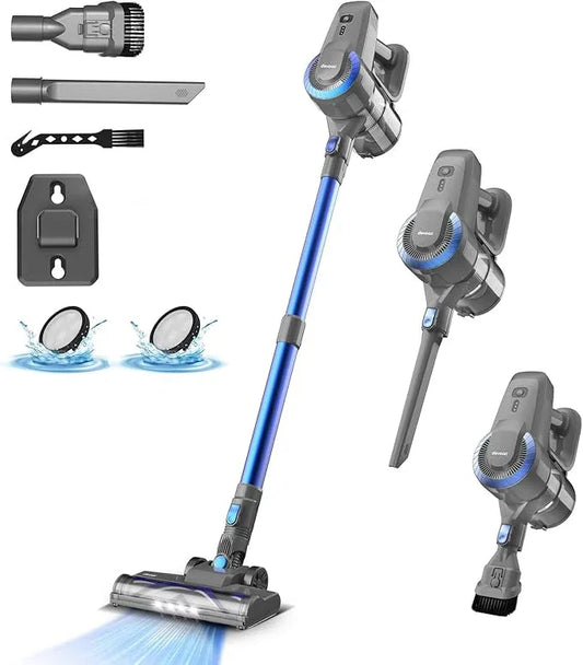 DEVOAC N300 Cordless Vacuum Cleaner, 6 in 1 Lightweight Stick Vacuum, 2200mAh Battery Up to 40mins Runtime, Powerful Handheld Vacuum for Hard Floor Rug Pet Hair Home Dorm (Blue) - NeatNest