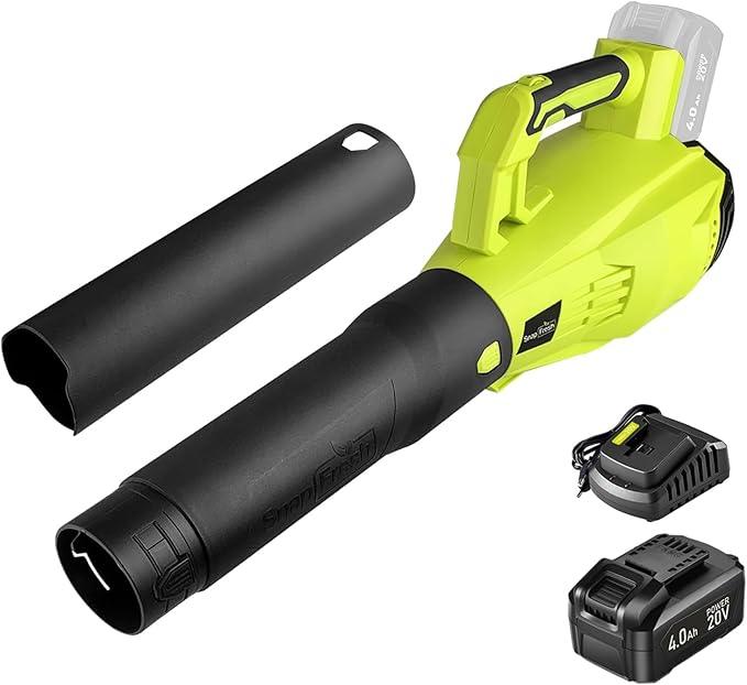 SnapFresh Leaf Blower Cordless - 350 CFM Electric Leaf Blower with 4.0Ah Battery & Fast Charger - Lightweight & 2-Speed - 20V Battery Powered Leaf Blowers for Lawn Care/Yard/Garden/Patio - NeatNest