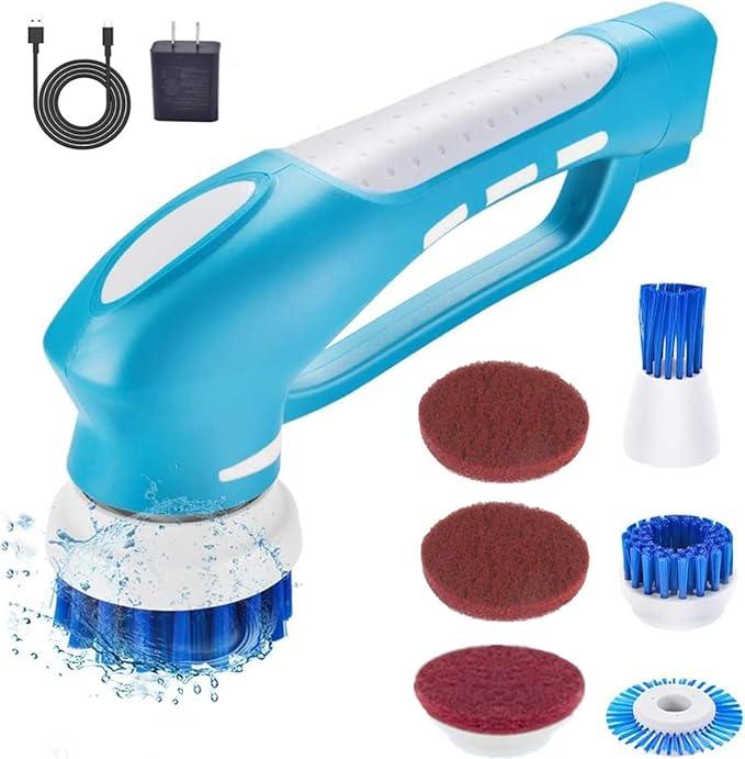 Cordless Power Scrubber for Cleaning Tile/Floor/Sink/Shower/Bathroom/Kitchen - Electric Handheld Scrub Brush with 6 Replaceable Heads, 360° Portable Washing Machine for Car, Wall, Window and Stove Top - NeatNest