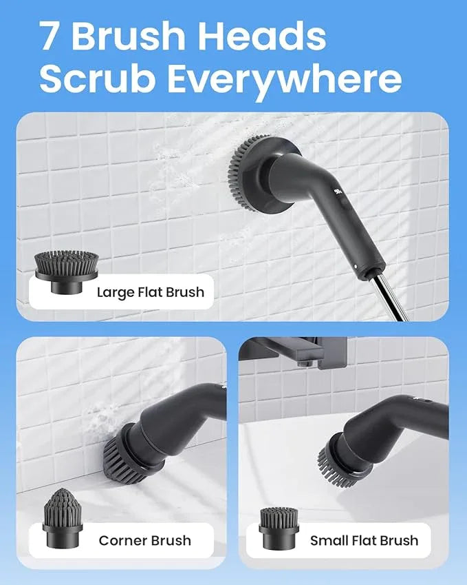 Leebein Electric Spin Scrubber, 2025 New Cordless Cleaning Brush Bathroom Scrubber, IPX7 Waterproof Shower Scrubber with 7 Brush Heads, Extendable Long Handle and 2 Speeds Scrubber for Bathtub Floor - NeatNest