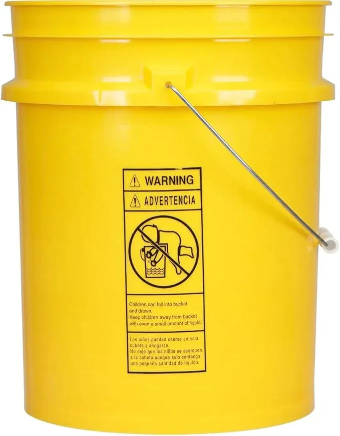 House Naturals 5 Gallon Food Grade Plastic Bucket with Air Tight Screw on Lid Made in USA Container (Yellow Bucket with Blue Lid) - NeatNest