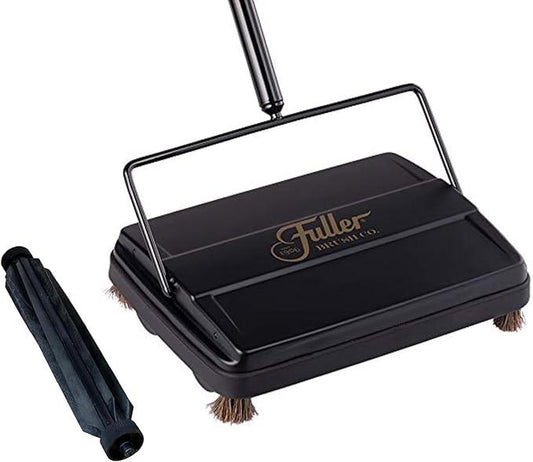 Fuller Brush Electrostatic Carpet & Floor Sweeper with Additional Rubber Rotor - 9" Cleaning Path - Lightweight - Ideal for Crumby & Wet Messes - Works On Carpets & Hard Floor Surfaces (Black) - NeatNest