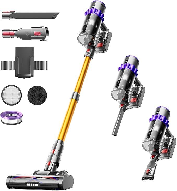 Cordless Vacuum Cleaner,600W 50KPA 65Mins Self-Standing Vacuum Cleaners for Home, Stick Vacuum Cordless with Wall Mount Charging, LED Display, Upgraded Roller Brush for Carpet,Pet Hair,Hardwood Floor - NeatNest