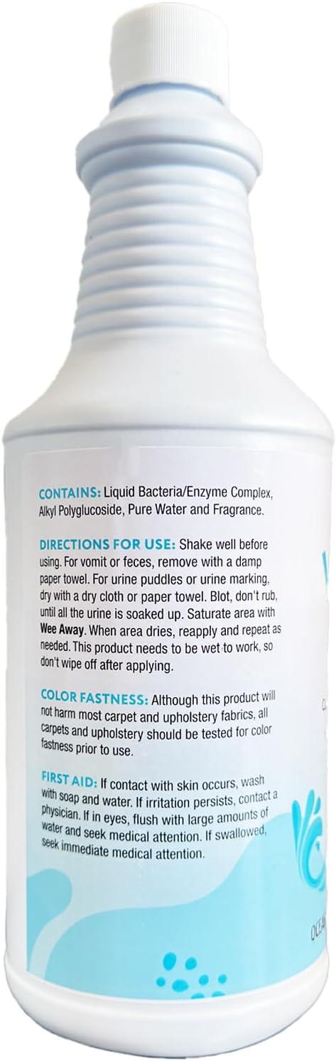Wee Away Original Formula Concentrated Stain & Odor Remover, Enzyme Cleaner, Pet Urine Odor Eliminator for Home - Pet Mess Destroyer for Carpet & Furniture, Ocean Breeze Scent, 32 fl oz - NeatNest