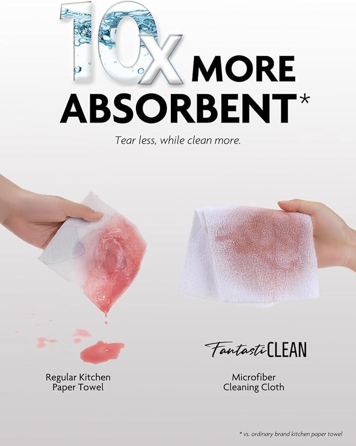 Fantasticlean Microfiber Cleaning Cloth Roll -675 Pack, Tear Away Microfiber Towels, 12" x 12", Reusable, Washable, Ultra Absorbent Dishcloth for Home Supplies, Car, Shop (9 Rolls of Pink) - NeatNest
