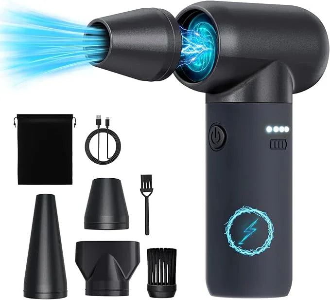 Compressed Air Duster,180000RPM Electric Duster Air Blower,Cordless Rechargeable Mini Dust Blower,3 Gear Jet Fan for PC Keyboard Computer Car Outdoor House Cleaning-Black - NeatNest