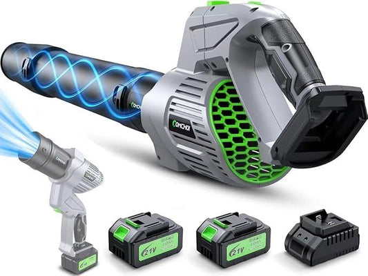Comchoi Electric Leaf Blower Cordless, 900,000 RPM, 2 x 4.0Ah Batteries & Charger, Handheld Leaf Blowers for Lawn Care, 5 Speed Mode, Portable Lightweight Grass Blower for Yard, Patio & Outdoor Use - NeatNest