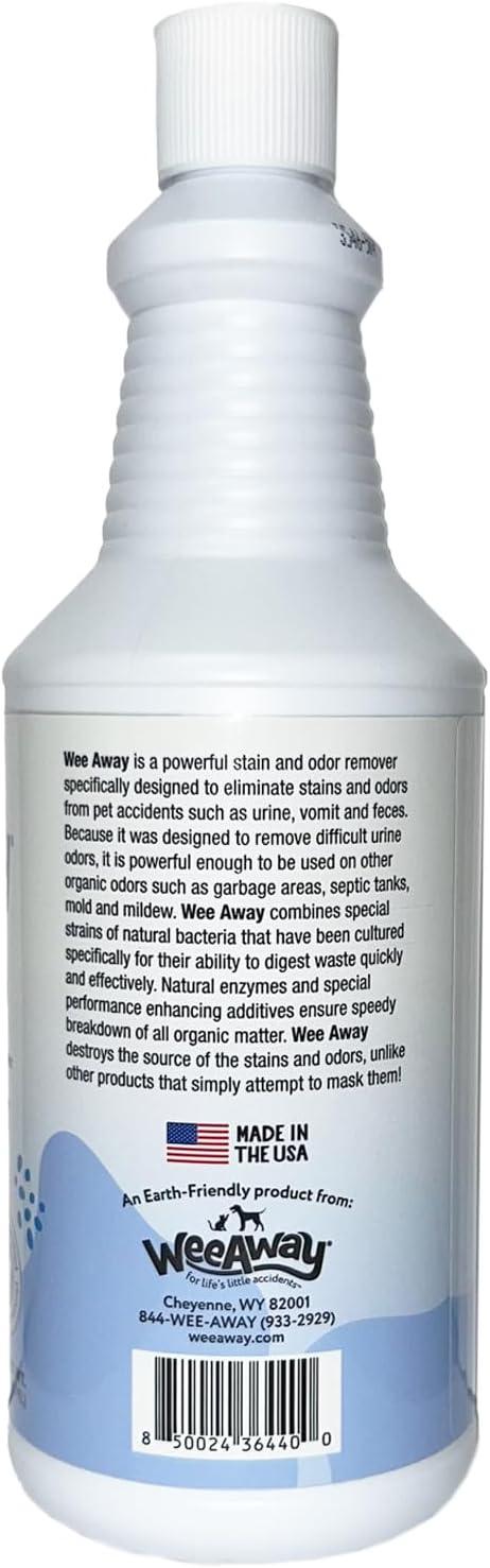 Wee Away Original Formula Concentrated Stain & Odor Remover, Enzyme Cleaner, Pet Urine Odor Eliminator for Home - Pet Mess Destroyer for Carpet & Furniture, Unscented, 32 fl oz - NeatNest