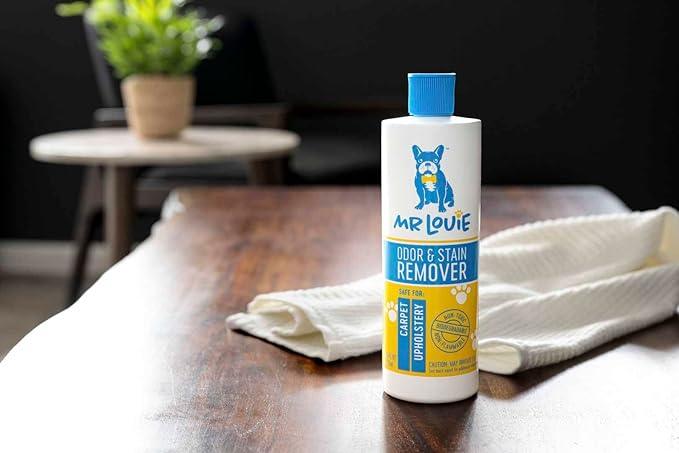 MR LOUIE ODOR & STAIN REMOVER - Safe For Use Around Kids and Pets. Incredibly tough on odors and stains from Blood, to Cat/Dog Urine, Feces, Vomit, to Food Stains like Ketchup, Red Wine, and Coffee. - NeatNest