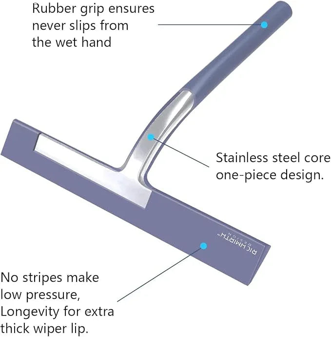 Squiggy for Shower Glass, Richmirth 9" Shower Glass Cleaner Squeegee Silicone Shower Squeegee for Bathroom Mirror Tiles Car Window - Blue - NeatNest
