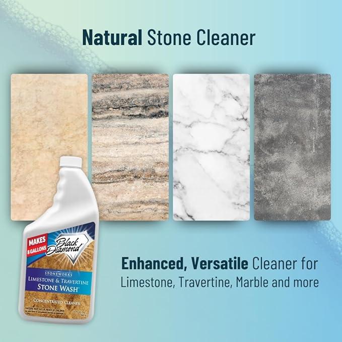 Black Diamond Stoneworks Limestone and Travertine Floor Cleaner: Natural Stone, Marble, Slate, Polished Concrete, honed or tumbled surfaces. Concentrated Ph. Neutral. (1-Quart) - NeatNest