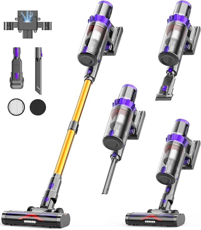 Cordless Vacuum Cleaner, 50KPA Powerful Suction, 70Min Runtime Vacuum Cleaners for Home, Self-Standing Stick Vacuum with Charging Dock Station,Anti-Tangle Brush for Home Pet Hair/Carpet/Hardwood Floor - NeatNest