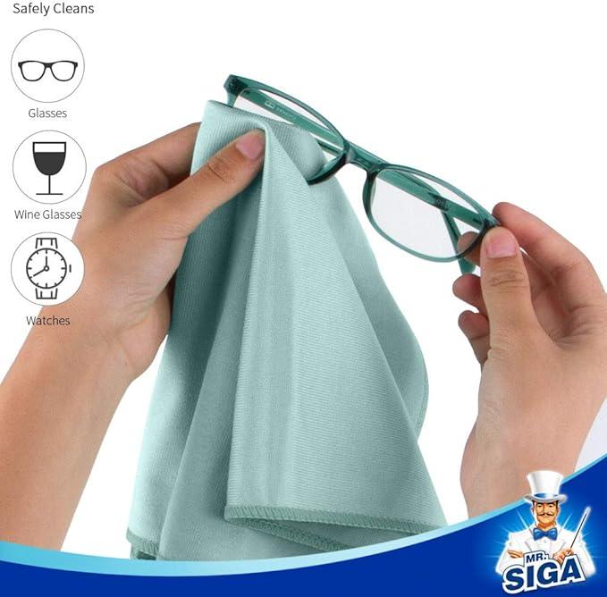 MR.SIGA Ultra Fine Microfiber Cloths for Glass, Pack of 12, 35 x 40cm 13.7" x 15.7" - NeatNest
