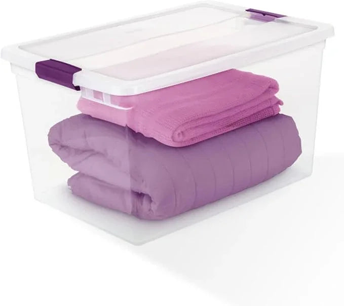 Sterilite 6-Pack Plastic Storage Bin w/ Latch Lid, ClearView Stackable Containers, 66 Qt - NeatNest