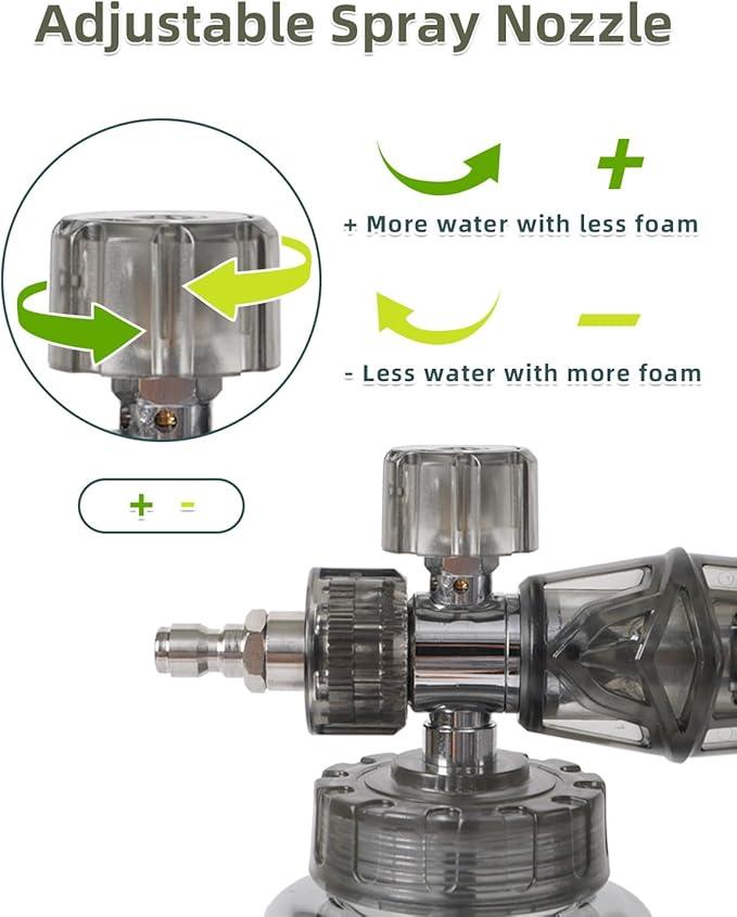Foam Cannon For Pressure Washer Gun With Dual Connector, Car Wash Foam Gun Accessory, Garden Carwash Dual Purpose Switch High Pressure Foam Canon, Soap Sprayer Cleaning Kit, Power Washer Spray Nozzles - NeatNest