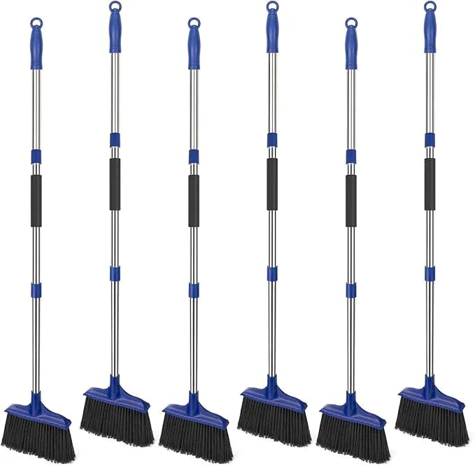 KeFanta 6 Pack Heavy Duty Broom Indoor/Outdoor Commercial Brooms Angle Broom 53 inches for Courtyard Garage Restaurant Lobby Patio Shop Home Kitchen Office Floor - NeatNest