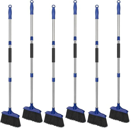 KeFanta 6 Pack Heavy Duty Broom Indoor/Outdoor Commercial Brooms Angle Broom 53 inches for Courtyard Garage Restaurant Lobby Patio Shop Home Kitchen Office Floor - NeatNest