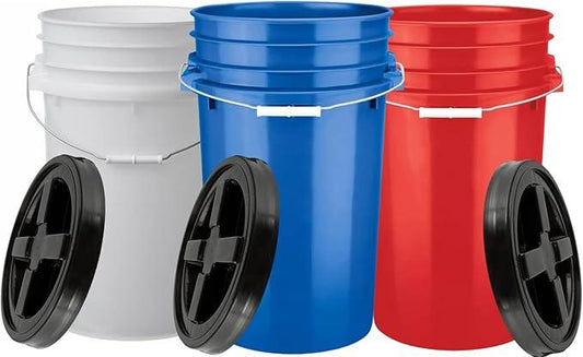 House Naturals 7 Gallon Food Grade Plastic Bucket with Airtight Screw on lid (Pack of 3 containers) Made in USA - NeatNest