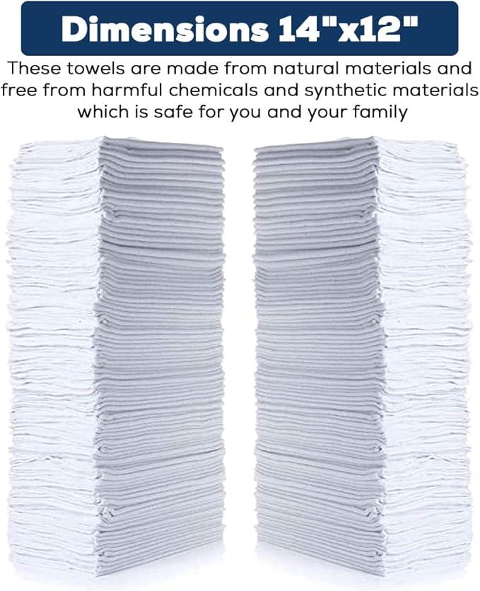 SIMPLI-MAGIC Cotton Shop Towels 14"x12" (145 Pack) – Reusable Cleaning Shop Rags for Automobiles, Industries, Garage and Homes (White) - NeatNest
